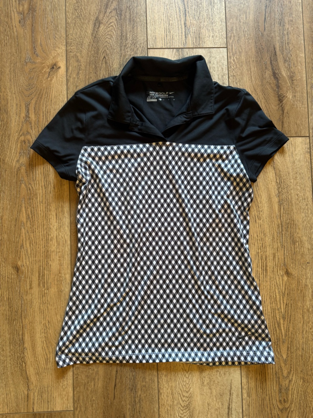 Nike Black and White Short-Sleeve Golf Polo